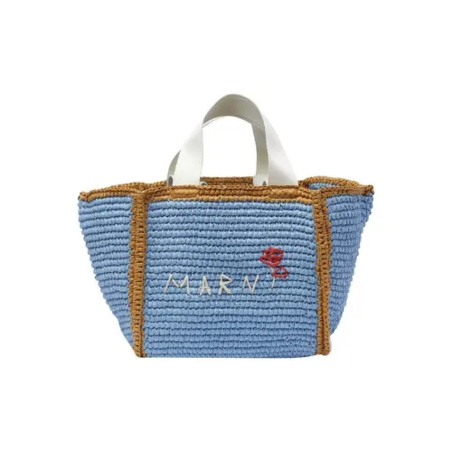 MARNI Рафия Тоут Сумка Сумка для покупок Сумка через плечо Сумка Маленькая Женская Синяя