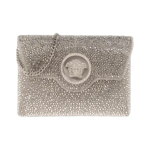 VERSACE La Medusa Satin с Crystal Clutch Women's Silver