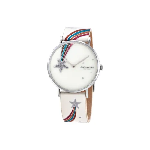 COACH Perry Наручные часы Кварцевый механизм Кожаный ремешок 36 мм Белый циферблат Женские часы