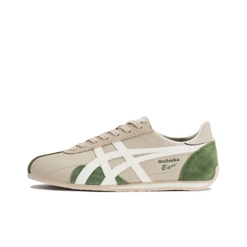 Onitsuka Tiger Runspark Slip-Resistant Abrasion-Resistant Low-Top Skateboard Shoes Unisex Beige Green Onitsuka Tiger Runspark Противоскользящие Устойчивые к Износу Низкие Кроссовки для Скейтбординга Унисекс Бежево-Зеленые
