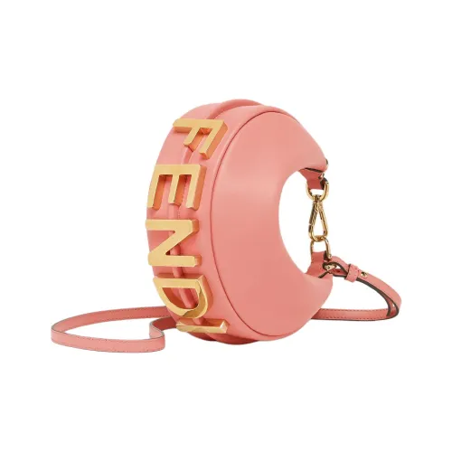FENDI Fendigraphy Телячья кожа Полумесяц Сумка Сумка на запястье Мини Женская Розовая