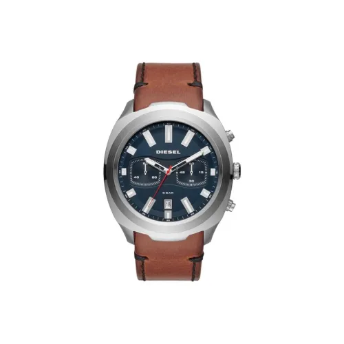 DIESEL Мужские часы Кварцевый механизм Кожаный ремешок 48 мм Синий циферблат