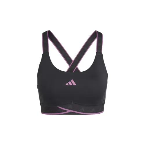 Adidas POWERIMPACT Тренировки TECHFIT Бюстгальтер Женские Угольный Импуль Фиолетовый Сиреневый