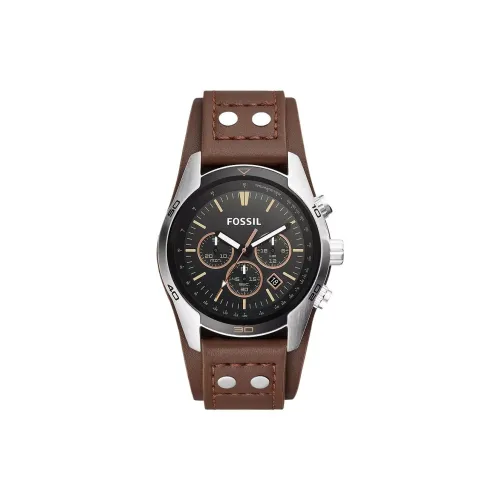 FOSSIL Coachman Collection Мужские часы Кварцевый механизм Естественная кожа Ремешок 44 мм Черный циферблат