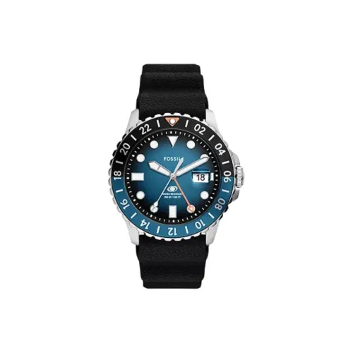 FOSSIL BLUE GMT Collection Кварцевые наручные часы силиконовый ремешок 46 мм синий циферблат унисекс