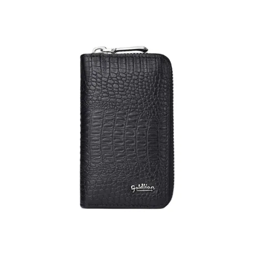 GOLDLION Коровья кожа Держатель для карт Key Pouch Мужской Черный