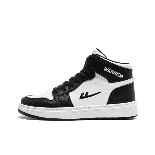 Warrior Slip-Resistant Abrasion-Resistant High Top Skateboard Shoes Women's Bright Black White Warrior Противоскользящие Износостойкие Высокие Кроссовки для Скейтбординга Женские Яркие Черные Белые