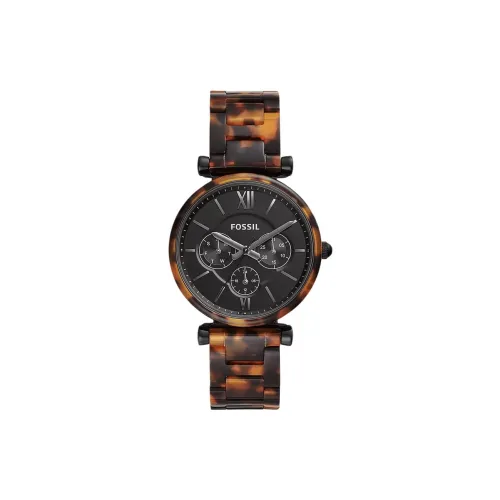 FOSSIL Carlie Collection Кварцевые наручные часы ацетатный ремешок 38 мм черный циферблат унисекс