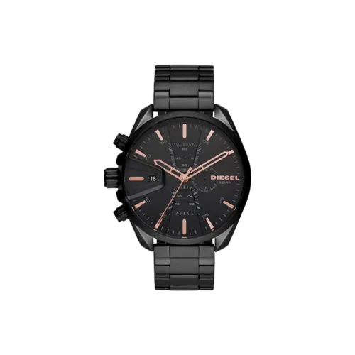 DIESEL Мужские часы Кварцевый механизм Ремешок из нержавеющей стали 48 мм Черный циферблат