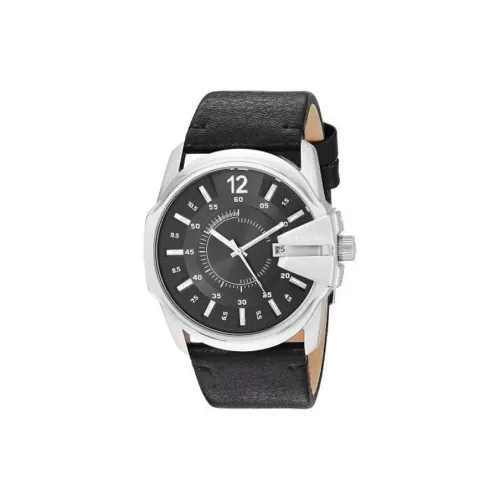 DIESEL Наручные часы Кварцевый механизм Кожаный ремешок 43 мм Черный циферблат Мужские часы