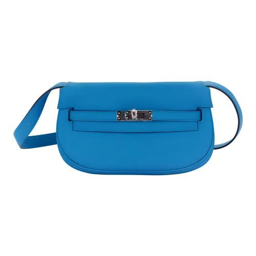 HERMES Kelly Swift Кожа Сумка Kelly Сумки через плечо Сумка на плечо Женская 0F BLEU Frida Синий