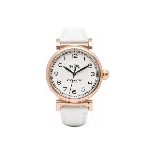 COACH Наручные часы Кварцевый механизм Кожаный ремешок 32 мм Белый циферблат Женские часы