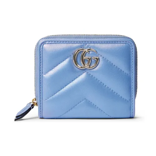 GUCCI GG Marmont Лакированная кожа Кошелек Мини Женский Светло-синий