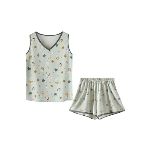 ROUKEER Пижамный комплект женский светло-зеленый