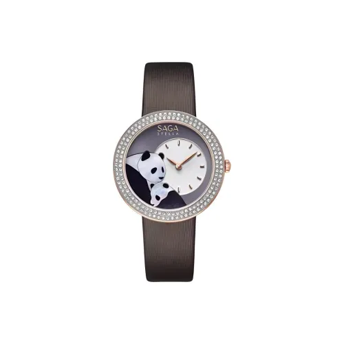 SAGA Кварцевый механизм ремень из натуральной кожи женские часы циферблат цвета кофе