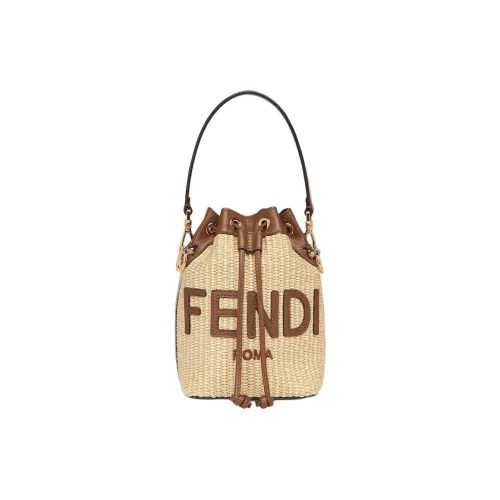 FENDI Mon Tresor Raffia Ведрообразная Сумка Сумка через плечо Маленькая Женская Бежевая