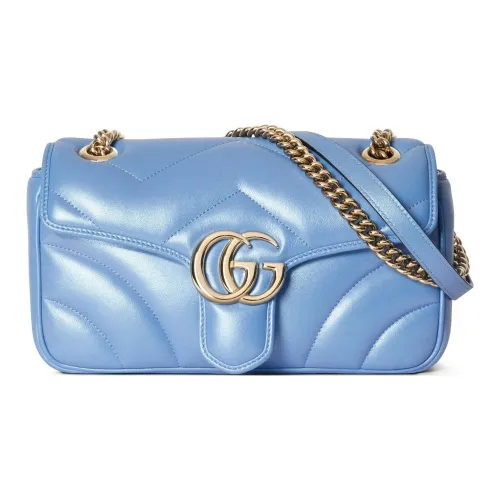 GUCCI GG Marmont Кожаная сумка через плечо сумка на плечо женская светло-синяя