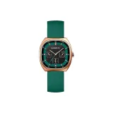 Розовый корпус, зеленый циферблат, зеленый силиконовый ремешок