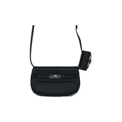 HERMES Kelly Swift Кожа Сумка Kelly Сумки через плечо Сумка на плечо Женская 89 Черная