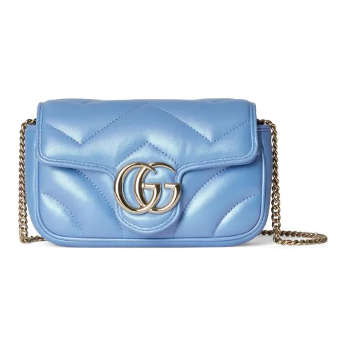 GUCCI GG Marmont Quilted кожа через плечо сумка Extra Mini женская светло-синяя