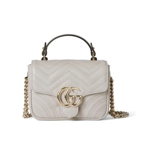 GUCCI GG Marmont Кожа Сумка через плечо Сумка Мини Женская Светло-Серый