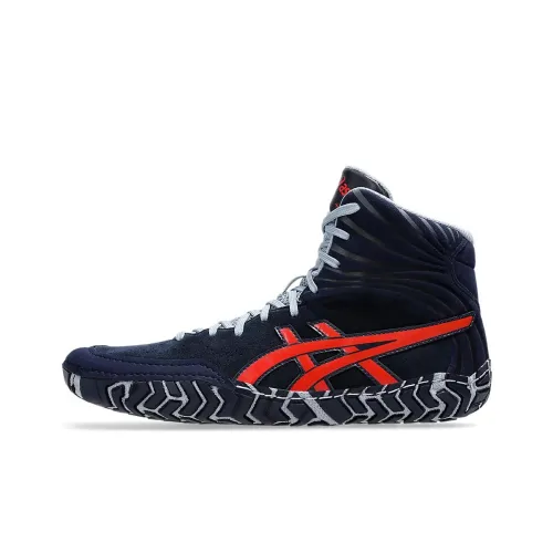 Asics Aggressor 5 High Топ Тренировочные Кроссовки Унисекс Синий Красный