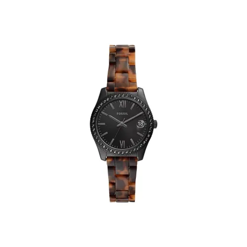 FOSSIL Scarlette Collection Кварцевые наручные часы ацетатный ремешок 32 мм черный циферблат унисекс