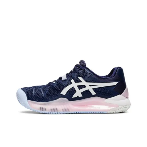 Asics Gel Resolution 8 Low Топ Беговые кроссовки Женские Синие Белые