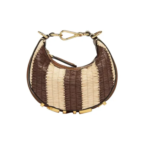 FENDI fendigraphy Рафия с вискозой кожа коровы сумка на запястье женская коричневый