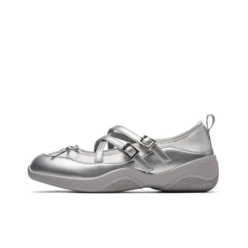 EBLAN Платформа Туфли Мэри Джейн Женские Серебряные