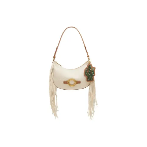 Staccato Ткань Одно Плечо Сумка Большая Женская Бежевая и Коричневая