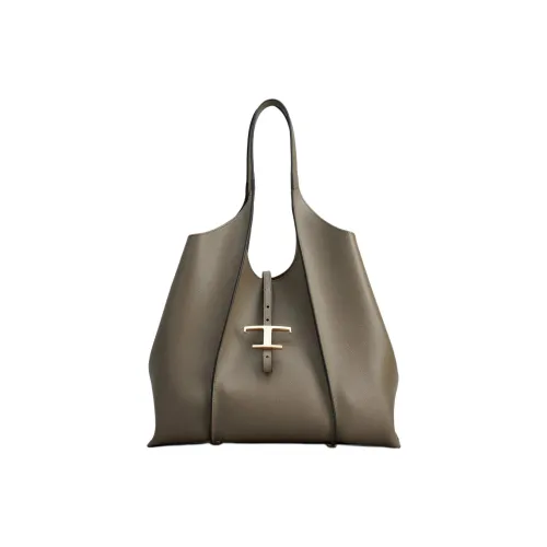 TOD'S Кожа Тоут Сумка Сумка для покупок Сумка на плечо Средний Женская Серый