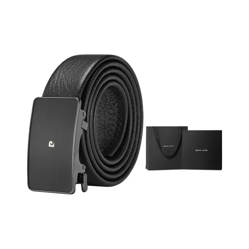 PIERRE CARDIN Логотип бренда Мода Автоматическая застежка Ремень из крупнозернистой текстуры Коровья кожа Ремни Мужской Черный 3,6 см
