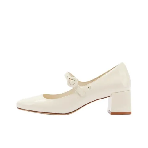 Larroude Blair Блок Грубый каблук Туфли Мэри Джейн 5 см Женские Белые