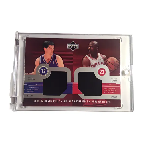 Верхняя Дека 2003 04 UpperDeck Слава Roll Dual Теплый Ups Джордан Стоктон Соревнование Изношенная Звезда Карта