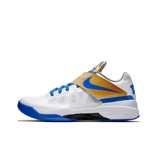 Nike KD 4 Slip-resistant Abrasion-resistant Low-top Баскетбольные кроссовки Унисекс Белый Синий Коричневый