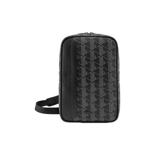 LACOSTE PVC Сумка через плечо Sling Сумка Обычная Мужская Черная и Железо-Серая