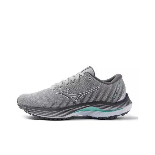 Mizuno Wave Inspire 19 Противоскользящие Устойчивые к износу Дышащие Низкие Беговые кроссовки Унисекс Серый Зеленый