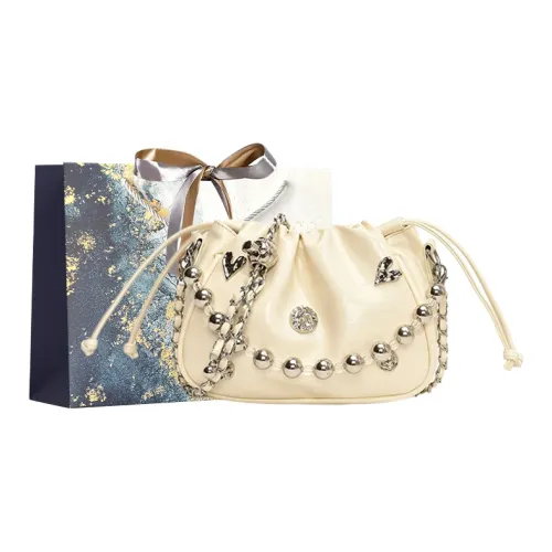 Iman's House ПУ (полиуретан) Сумка через плечо Сумка Женская Экрю Черный Серебряный