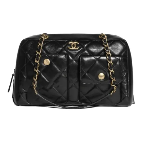 CHANEL Телячья кожа Сумка через плечо Сумка на плечо Большая Женская Черная