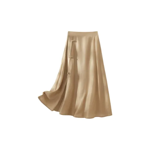 IHIMI Повседневный Длинный Юбка Женские Ancient Абрикос