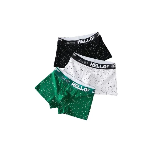 FOCOS STUDIO 3 упаковки Черный + Зеленый + Белый Мужские боксер-шорты