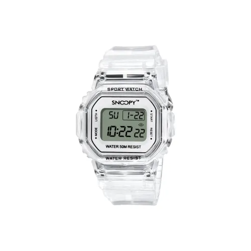 SNOOPY Электронический механизм Резиновый ремешок Циферблат для унисекс Белый