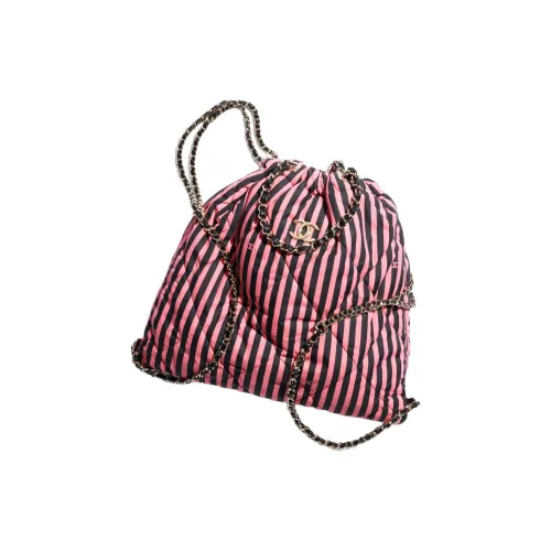 CHANEL Кожа Рюкзак Большой Женский Черный Розовый