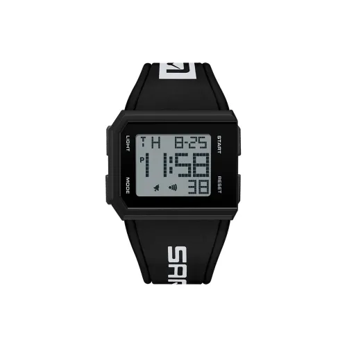 Sanda Electronic Механизм Силиконовый ремешок Часы Мужские Черный циферблат