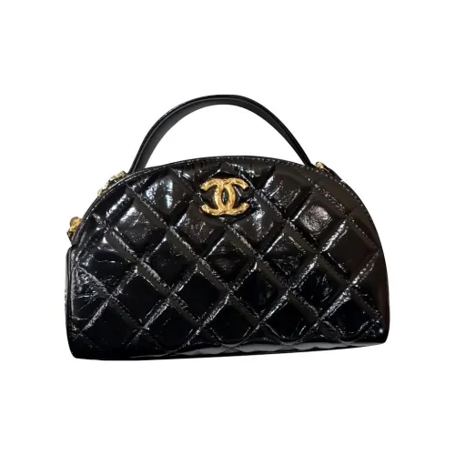 CHANEL Коровья кожа Материал Золото Металл Боулинг Сумка Портативная Сумка через плечо Сумка через плечо Женская Черная