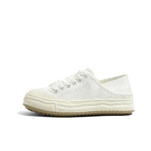 HUANQIU Canvas Shoes Low Top White Women's