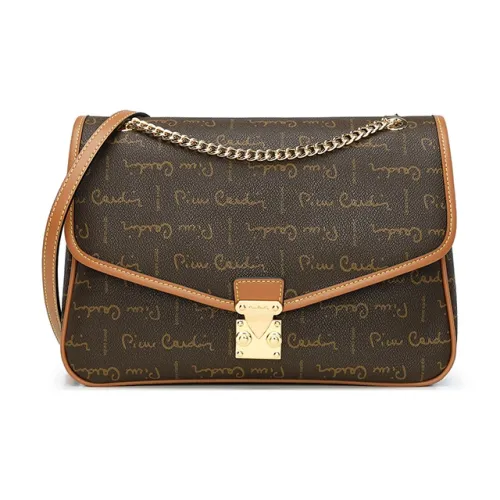 PIERRE CARDIN ПВХ Маленькая квадратная сумка через плечо одно плечо DUAL PURPOSE обычная женская коричневый