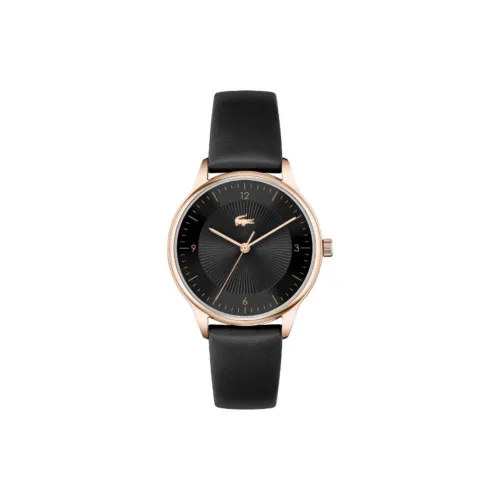 LACOSTE Женские часы Кварцевый механизм Естественная кожа Ремешок 34 мм Черный циферблат