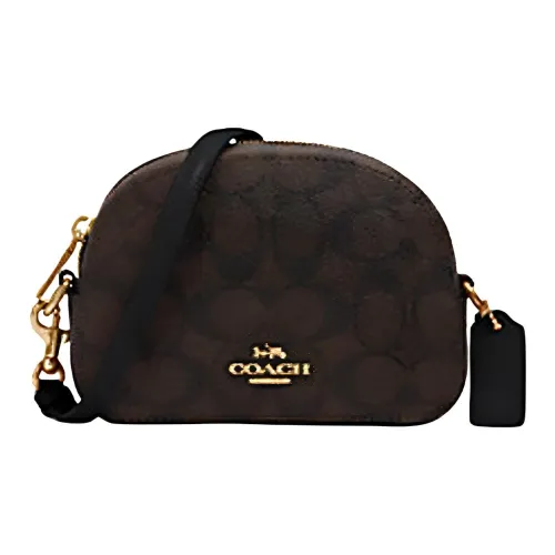 COACH Serena Холст и Кожа Сумка через плечо Сумка Женская Темно-Коричневая Монограмма